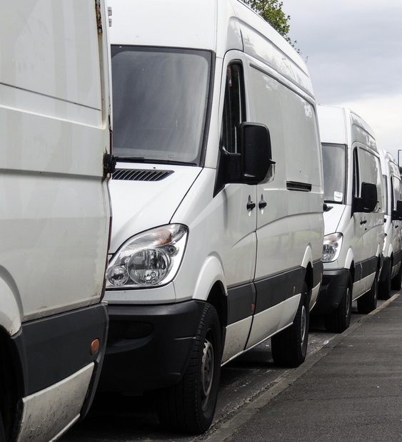 fleet of white vans