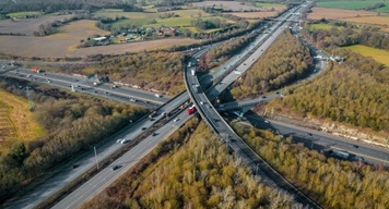 British motorways shot from an aerial perspective