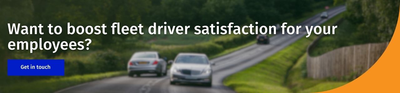 Want to boost fleet driver satisfaction for your employees A banner advertisement with white text reading